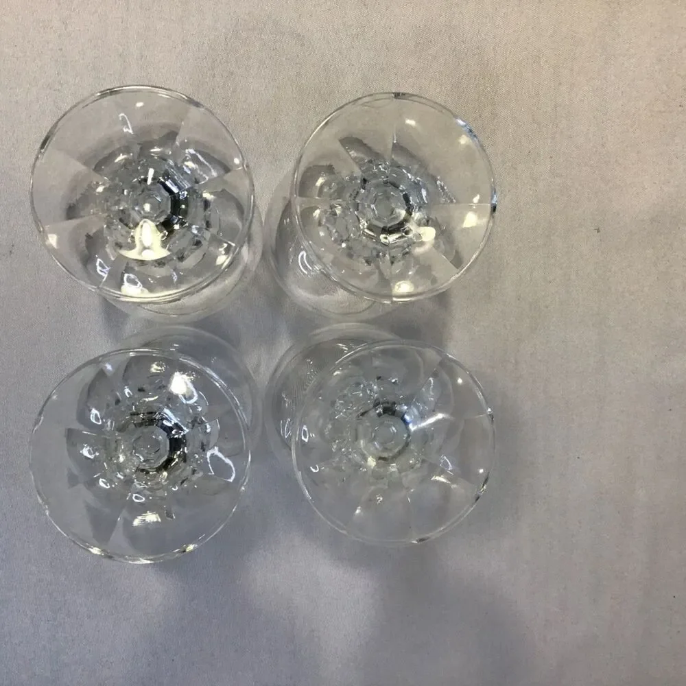 Clear Glass Wine Glass with Faceted Diamond-Ball Stem Set of 4